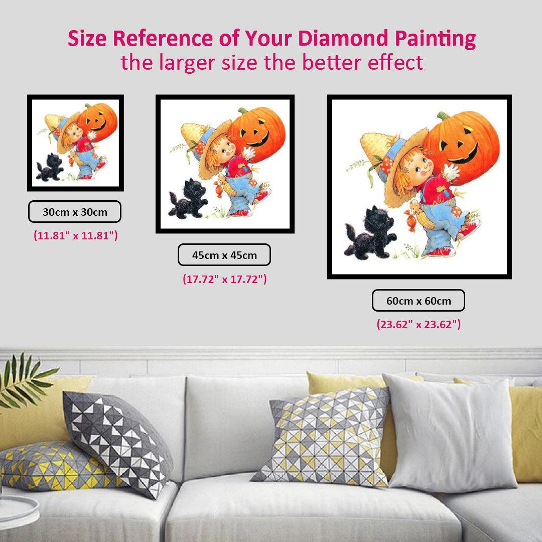 Little Girl Carrying Pumpkin Home Diamond Painting