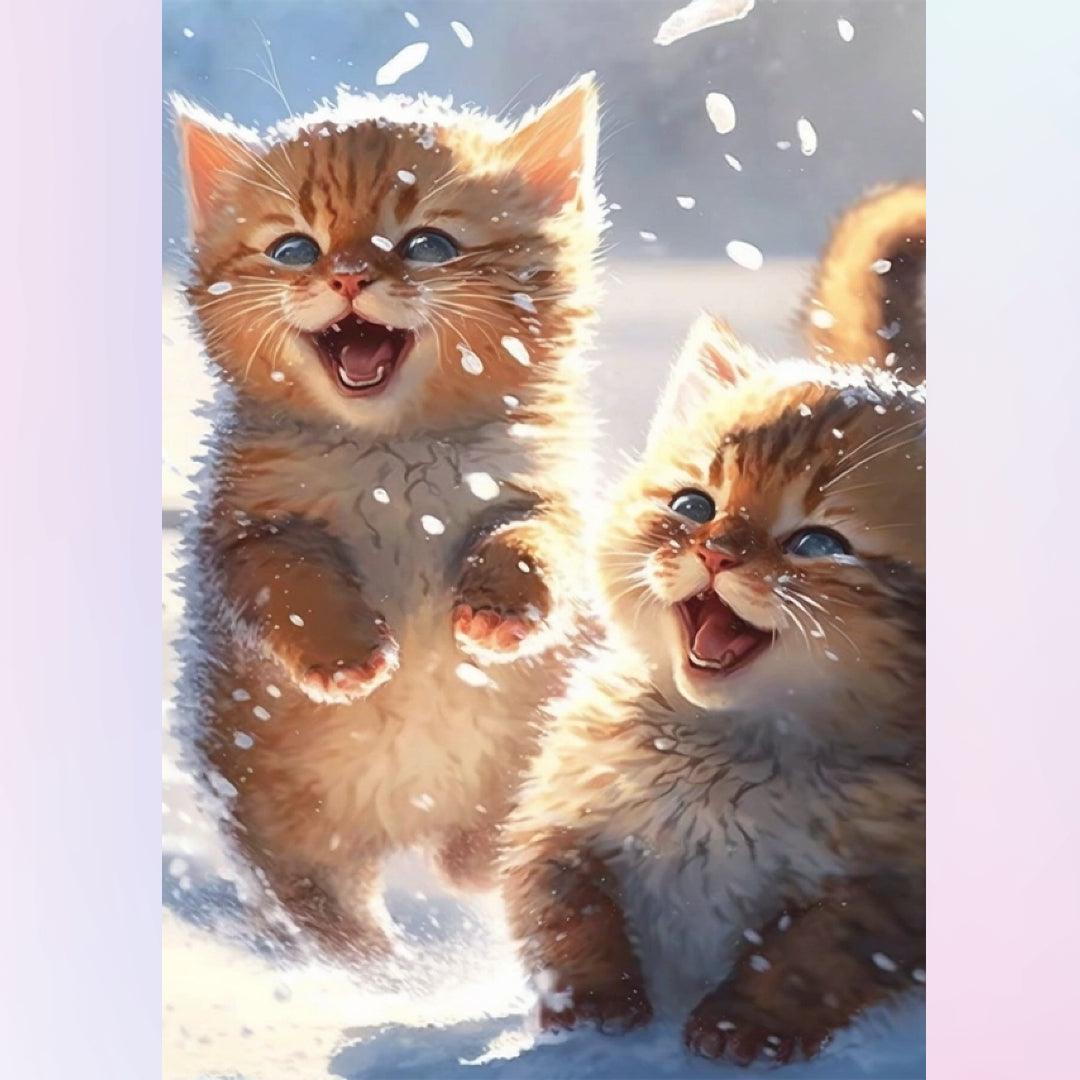 Cute Cats in the Snow Diamond Painting