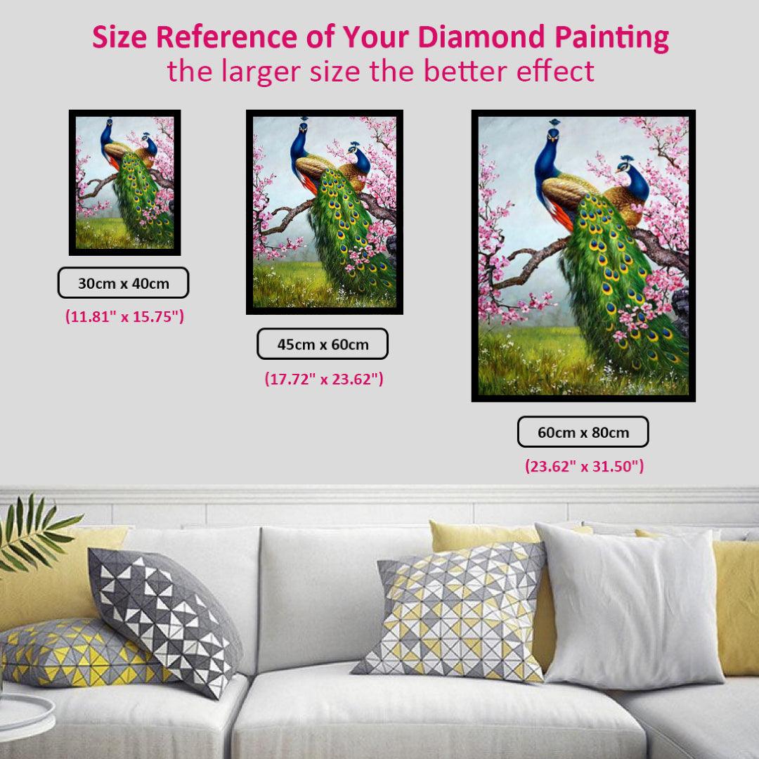 Peacocks with Peach Blossom Diamond Painting