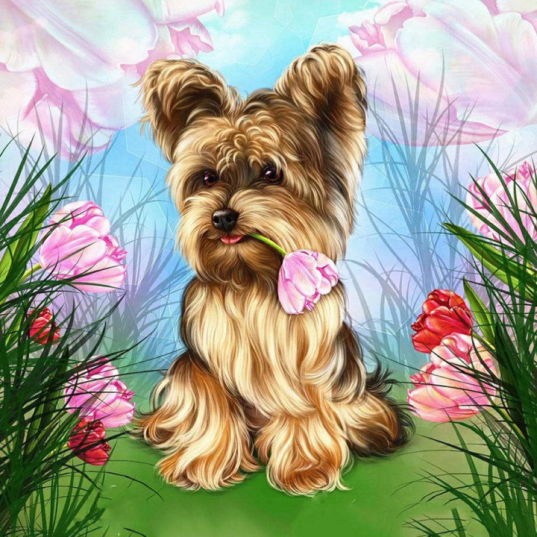 Dogs with Flower Diamond Painting