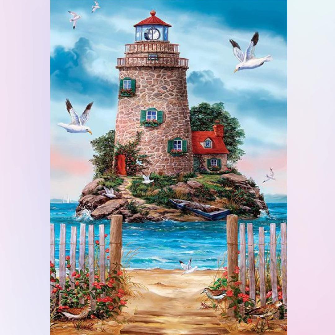 Lighthouse on the Small Island Diamond Painting