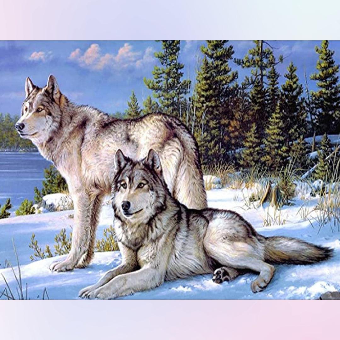 Wolf Enjoy the Winter Sunshine Diamond Painting