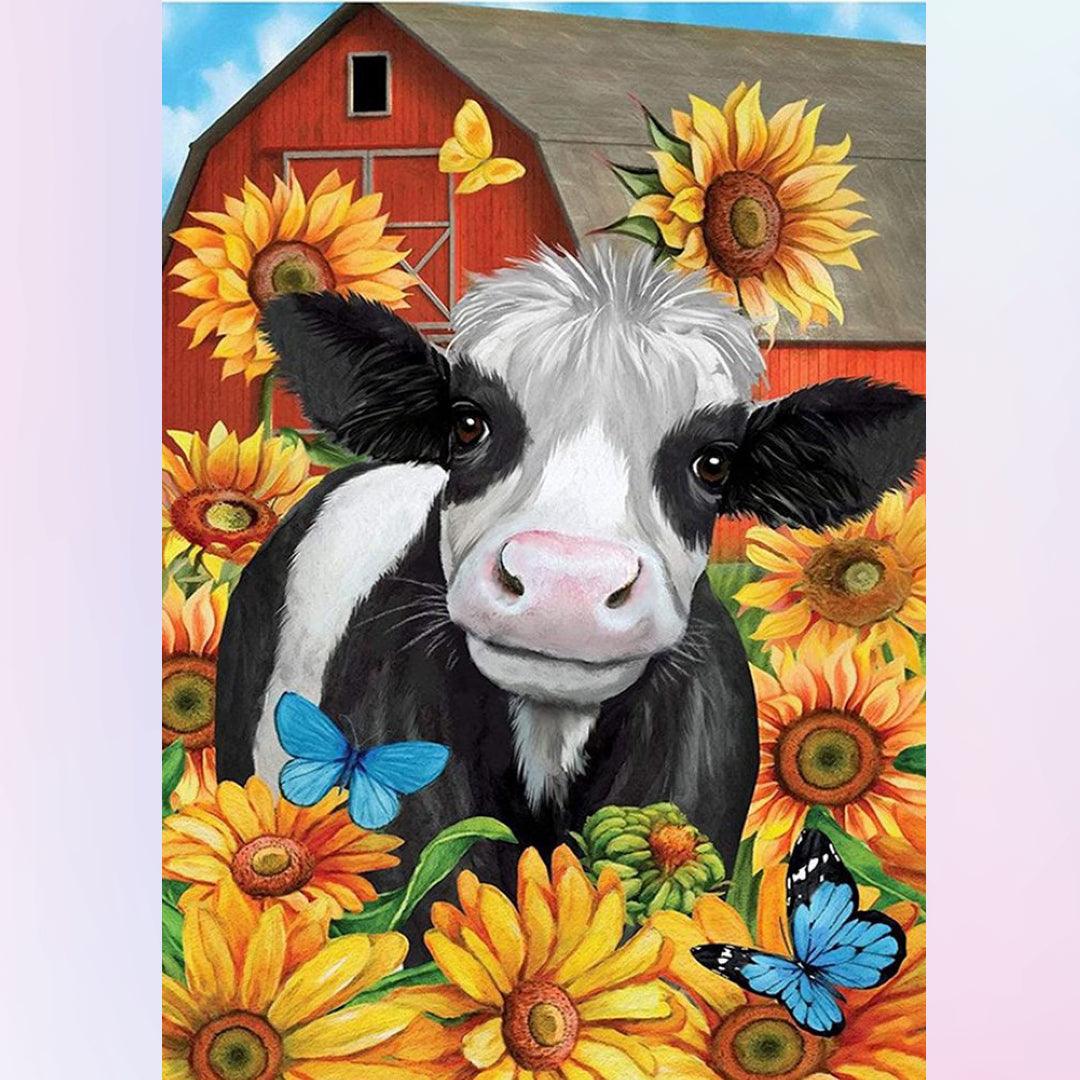 Cow in the Sunflowers Diamond Painting