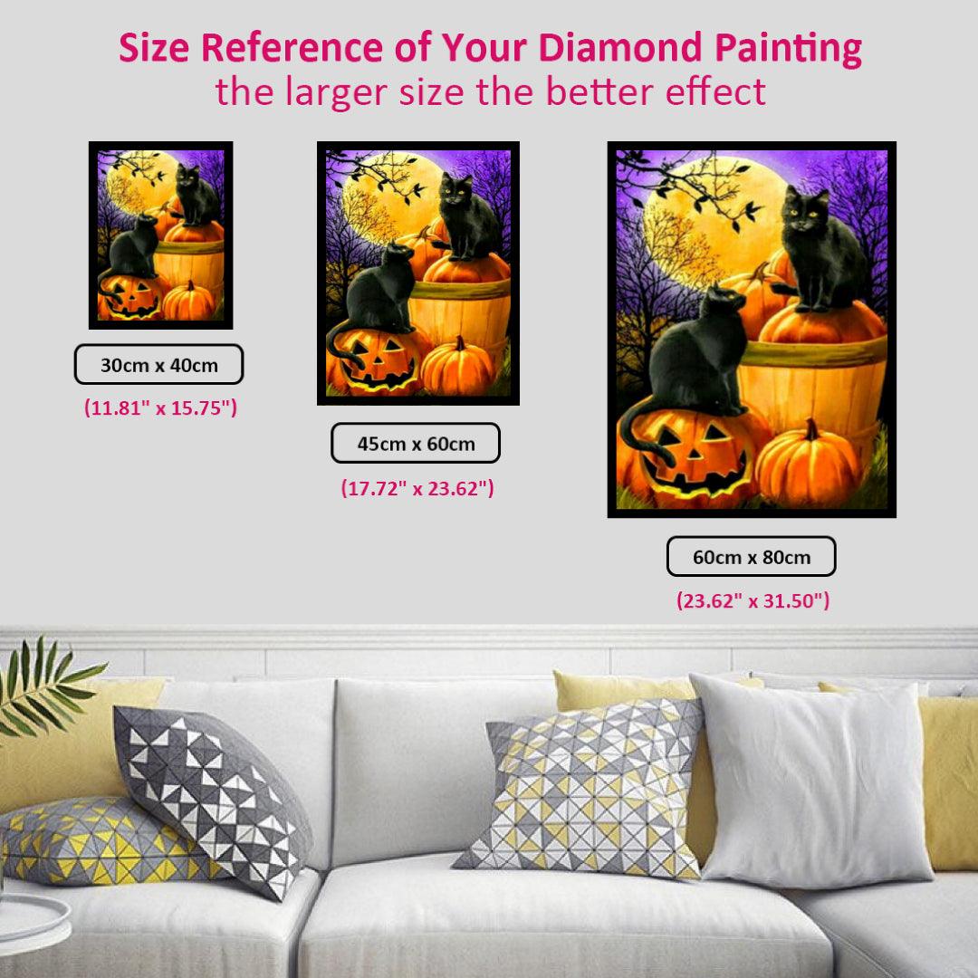 Full Moon Black Cats Pumpkin Diamond Painting