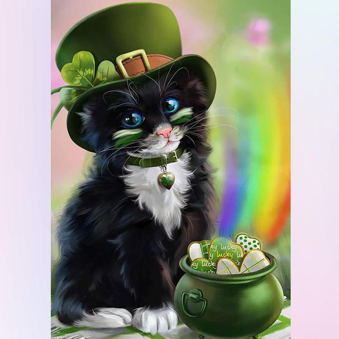 Cat in A Fair Maiden Hat Diamond Painting