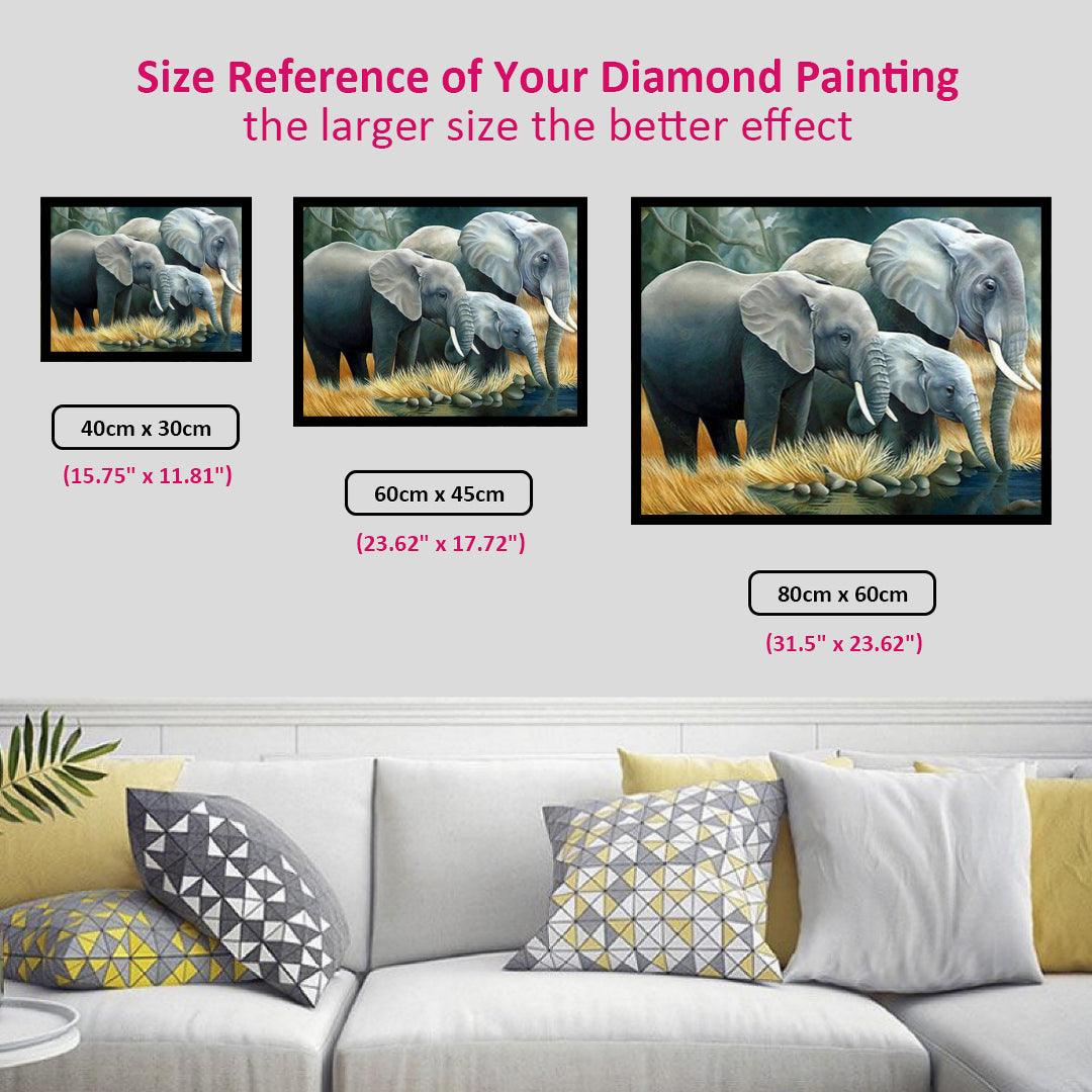 Elephants by the River Diamond Painting