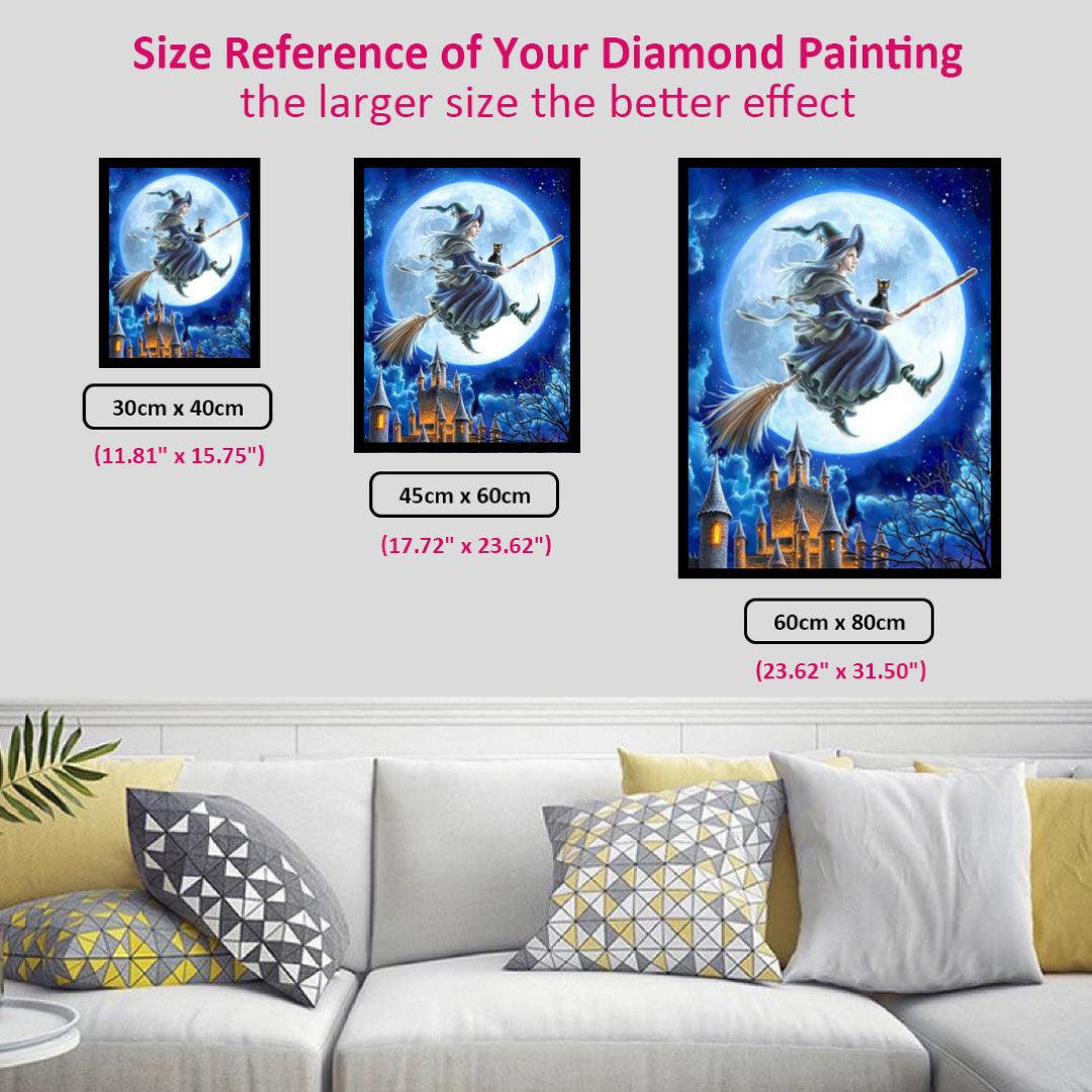 Witch Flying Across the Full Moon Diamond Painting