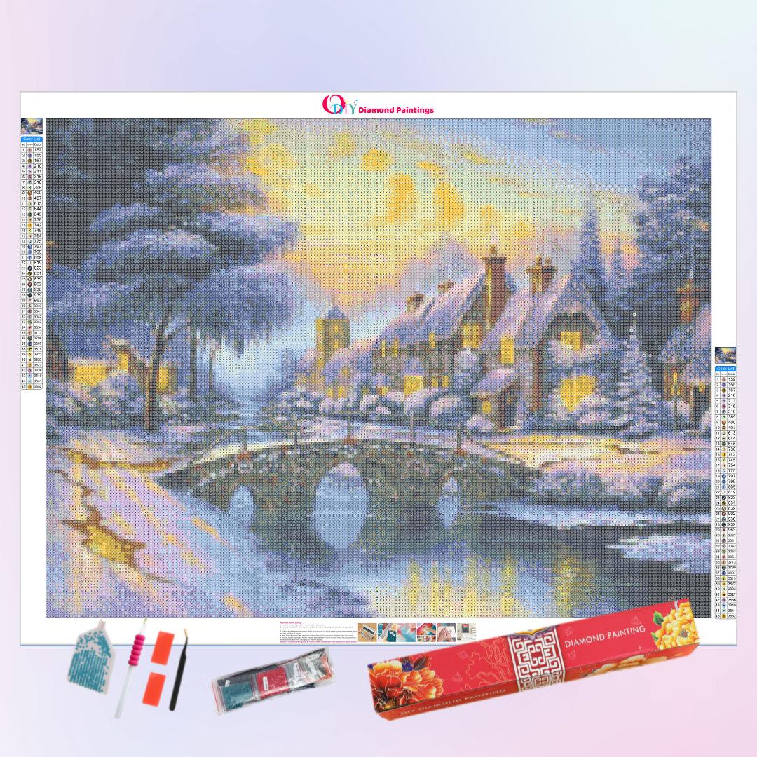 Countryside at Winter Sunset Diamond Painting