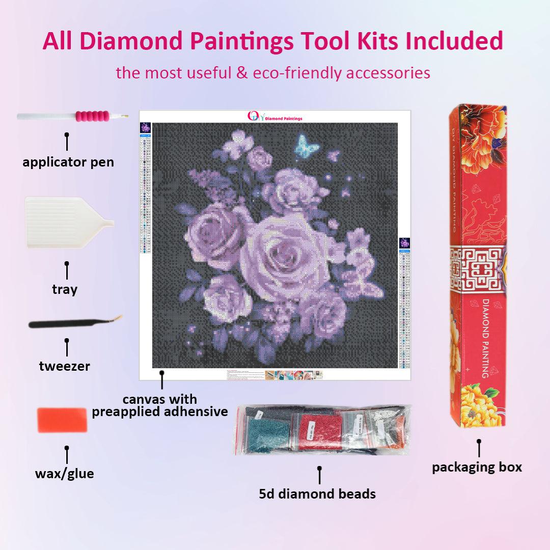 Delicate Purple Roses Diamond Painting