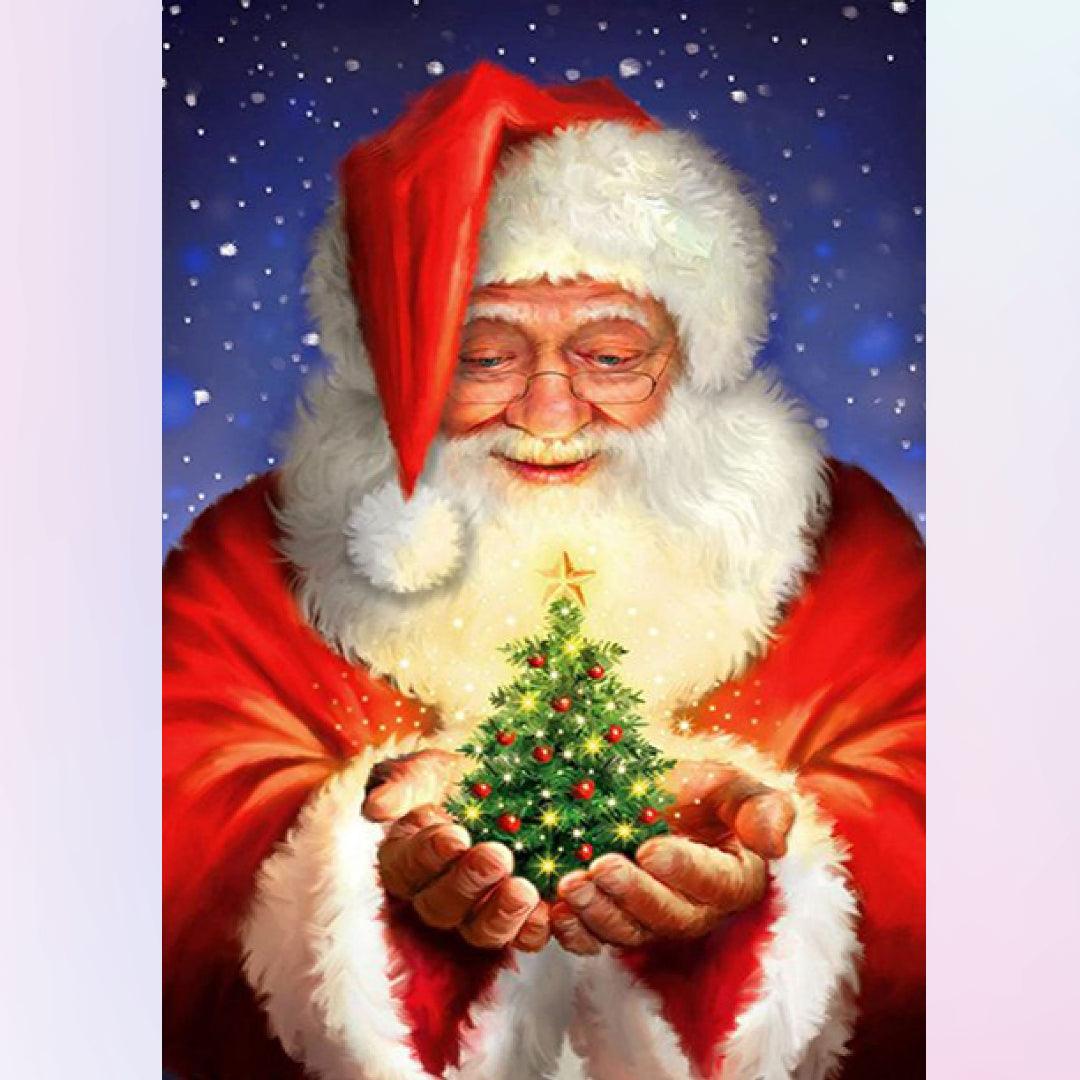 Santa Claus with Small Christmas Tree on Hand Diamond Painting