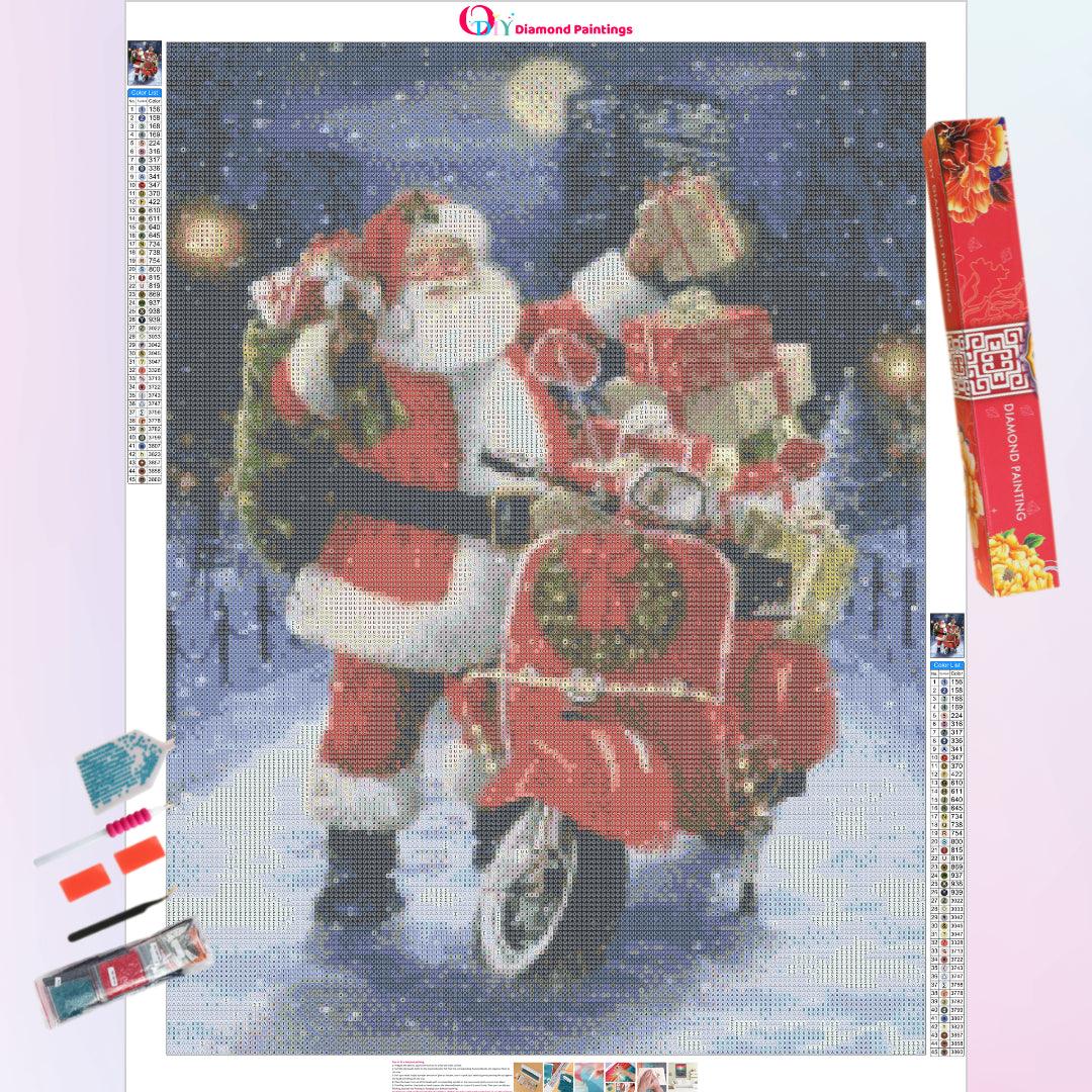 Modern Santa Claus Sending Gifts by Motorcycle Diamond Painting