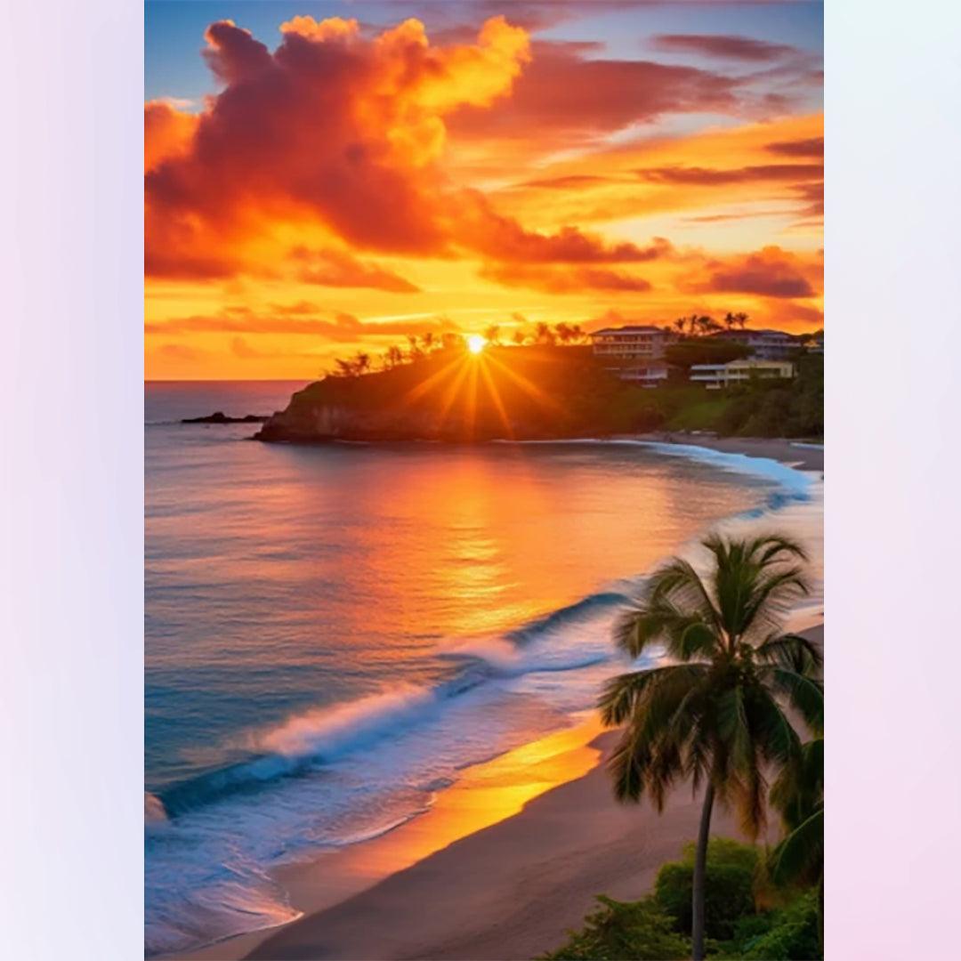 Grand Anse Beach Grenada with the Sunset Diamond Painting
