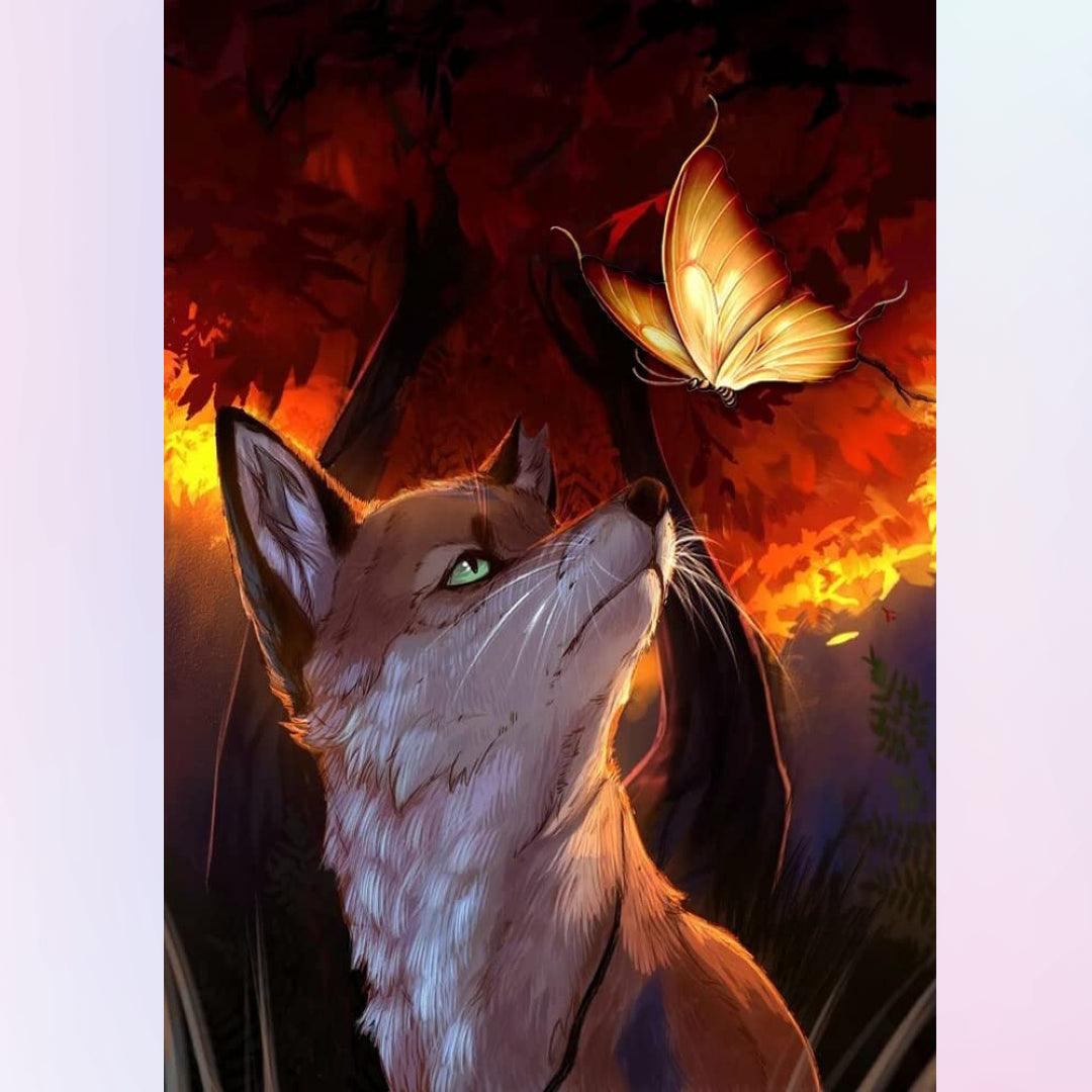 Fire Fox under the Maple Tree Diamond Painting
