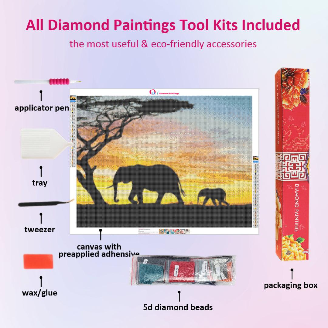 Elephant Homecoming at Sunset Diamond Painting