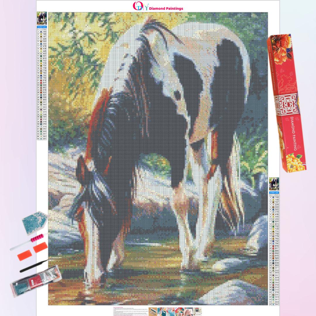 Horse Drinking in the Creek Diamond Painting