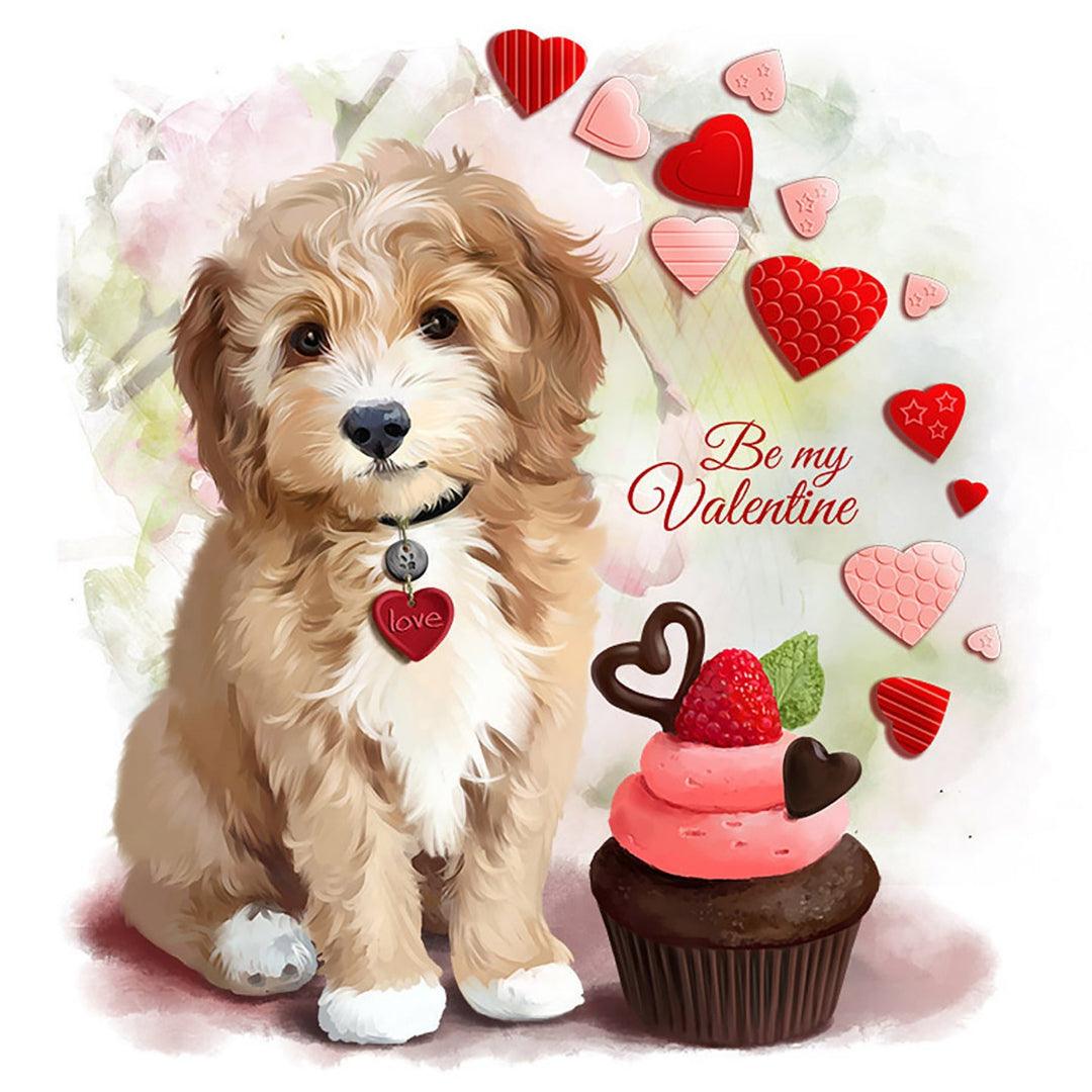 Dog in Valentine's Day Diamond Painting