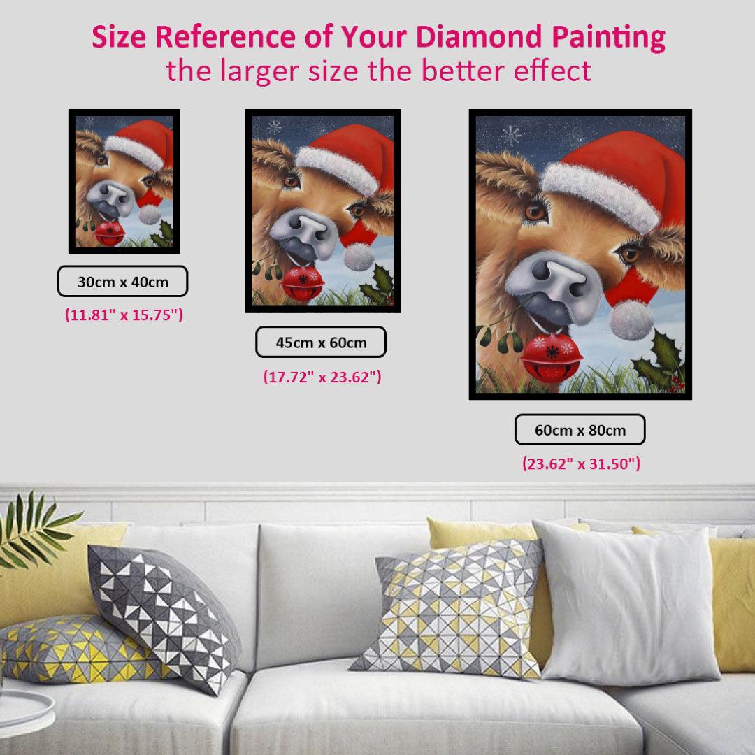 Cow with Christmas Hat Diamond Painting