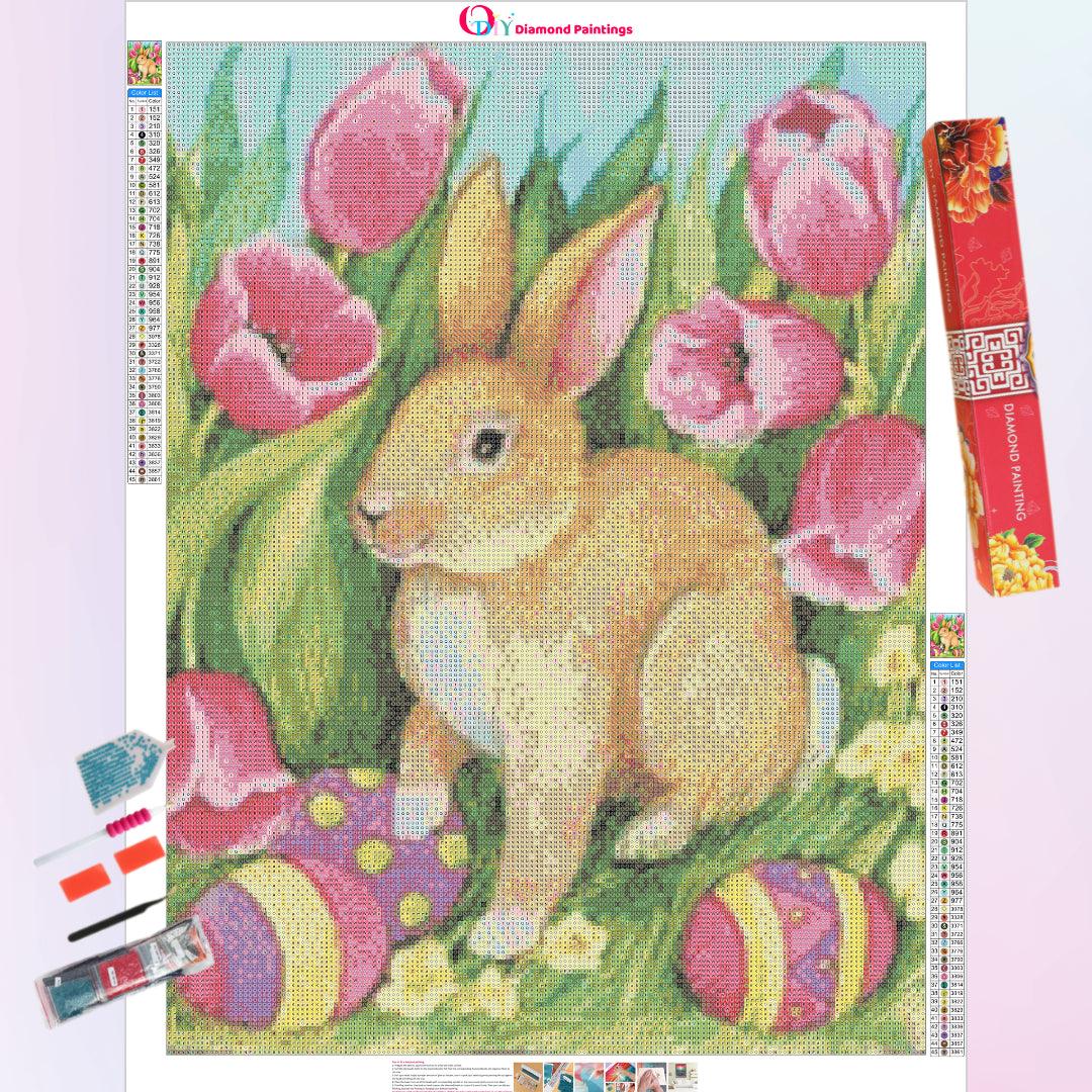 Rabbit Protecting the Easter Eggs in the Grass Diamond Painting