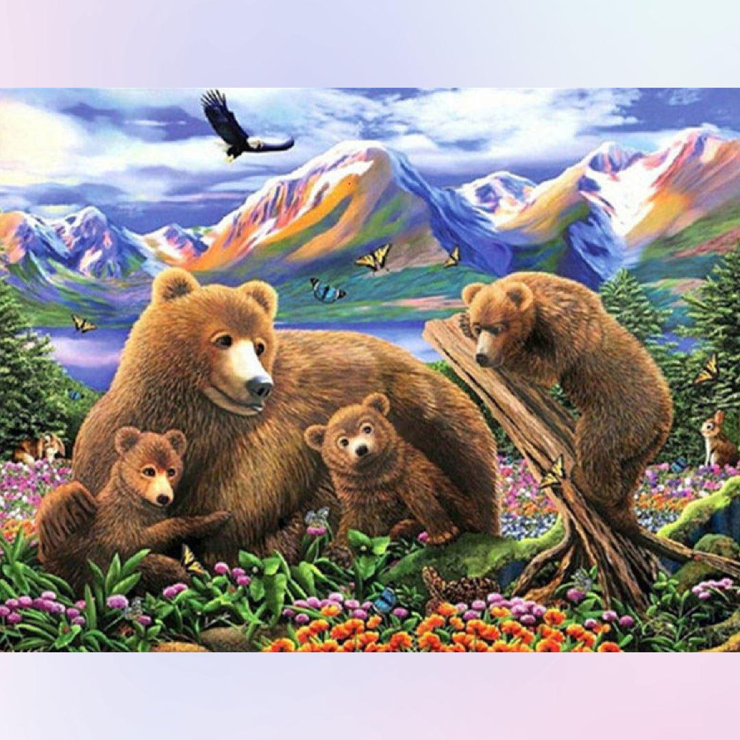 Bear and Cubs Diamond Painting