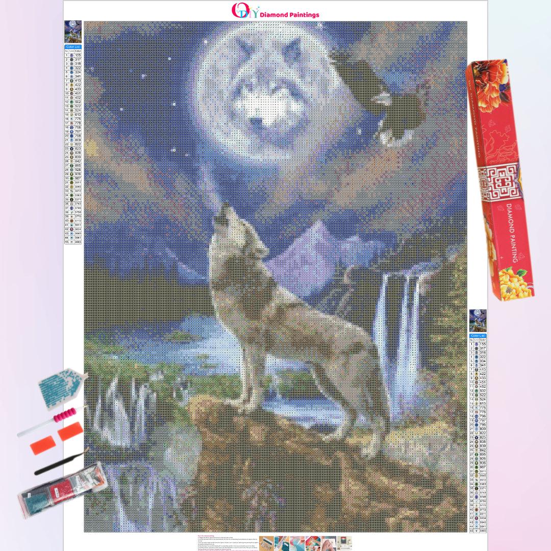 Wolf Howling at the Moon Diamond Painting