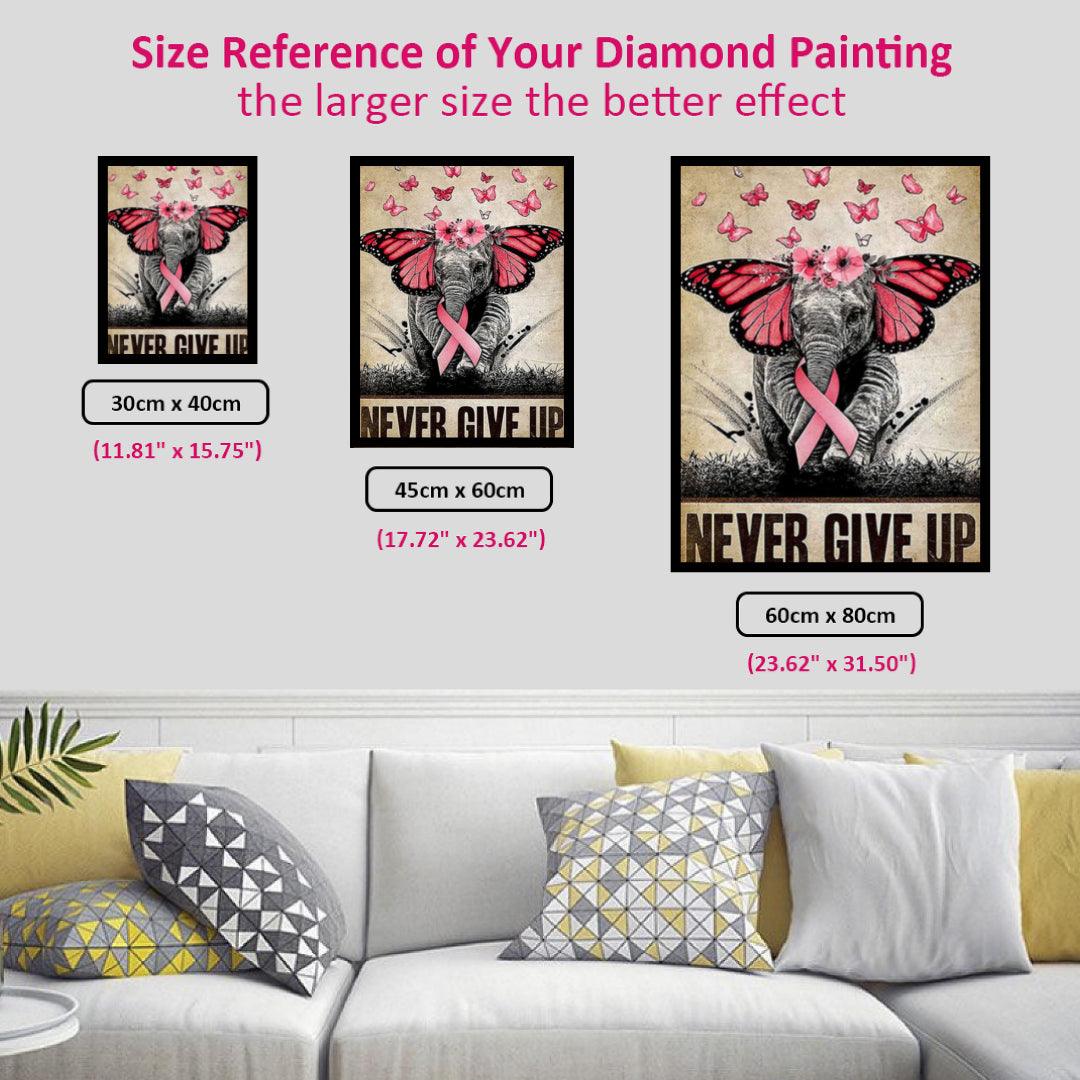 Elephant Never Give Up Diamond Painting