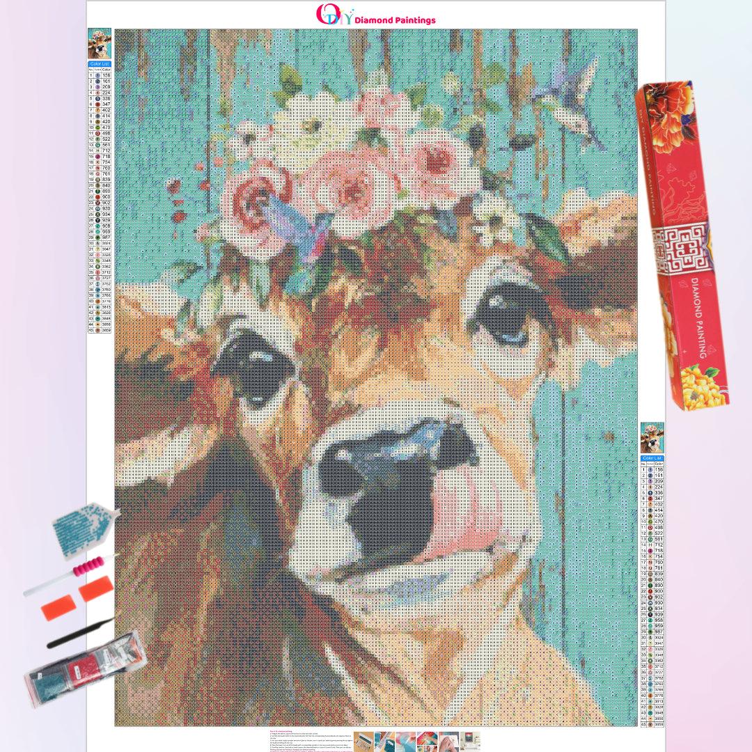 Cow with Rose Crown Diamond Painting