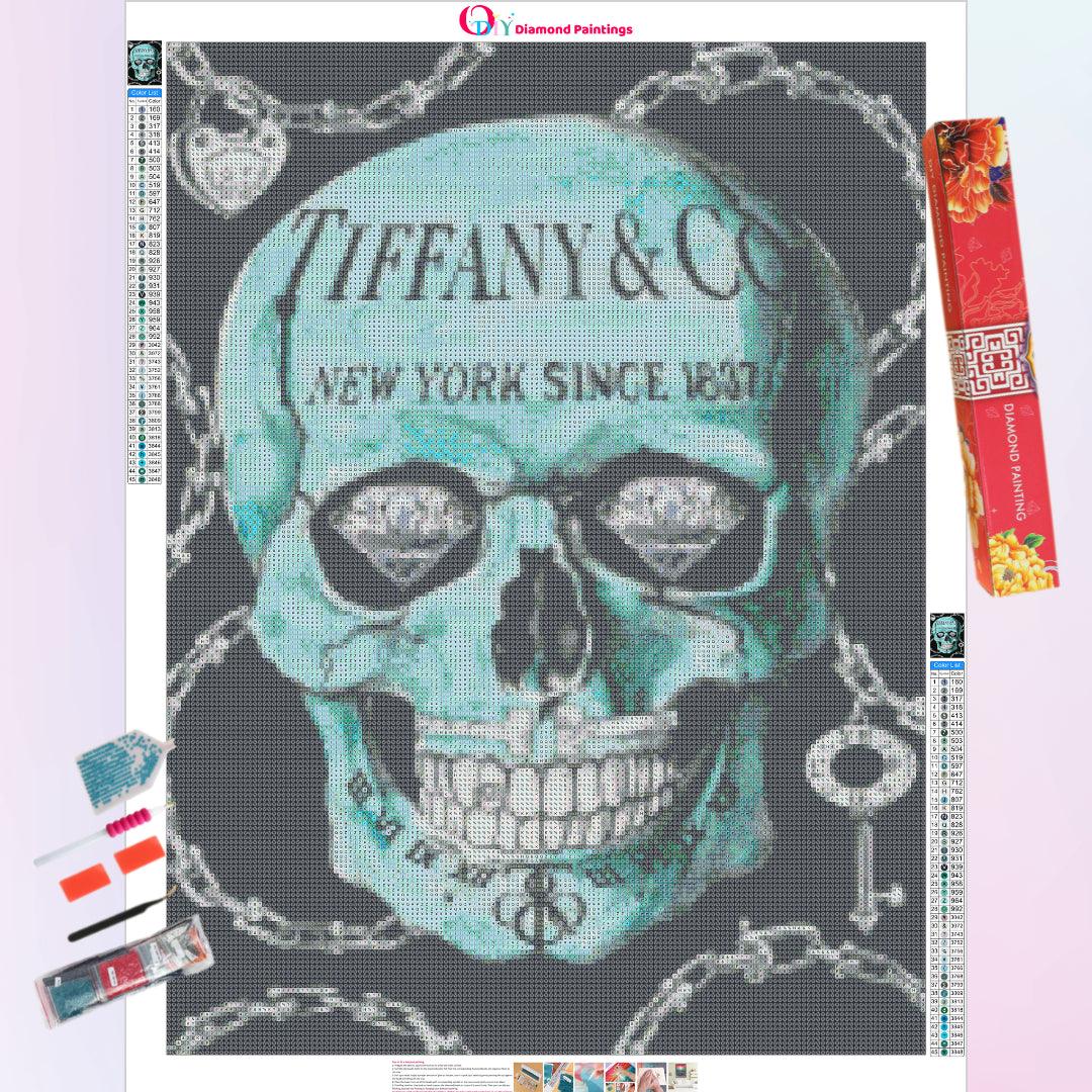 Skull in Tiffany Blue Diamond Painting