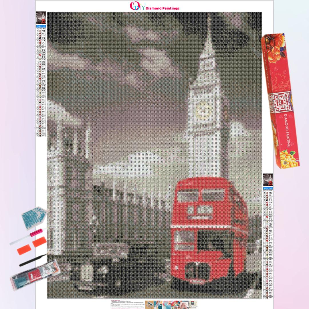 London Red Bus and Big Ben Diamond Painting