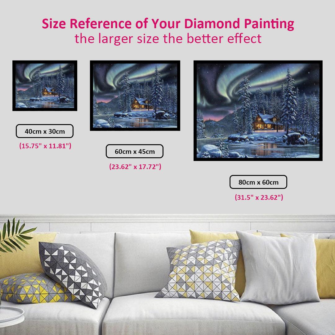 Countryside in the Winter Aurora Diamond Painting