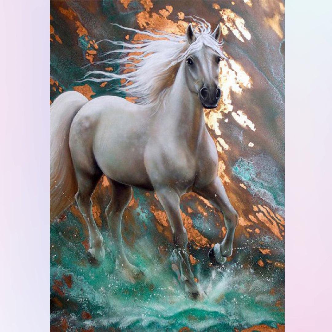 The Galloping White Horse Diamond Painting