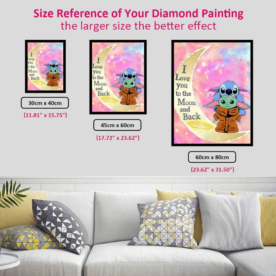 Baby Yoda and Lilo Stitch on the Moon Diamond Painting