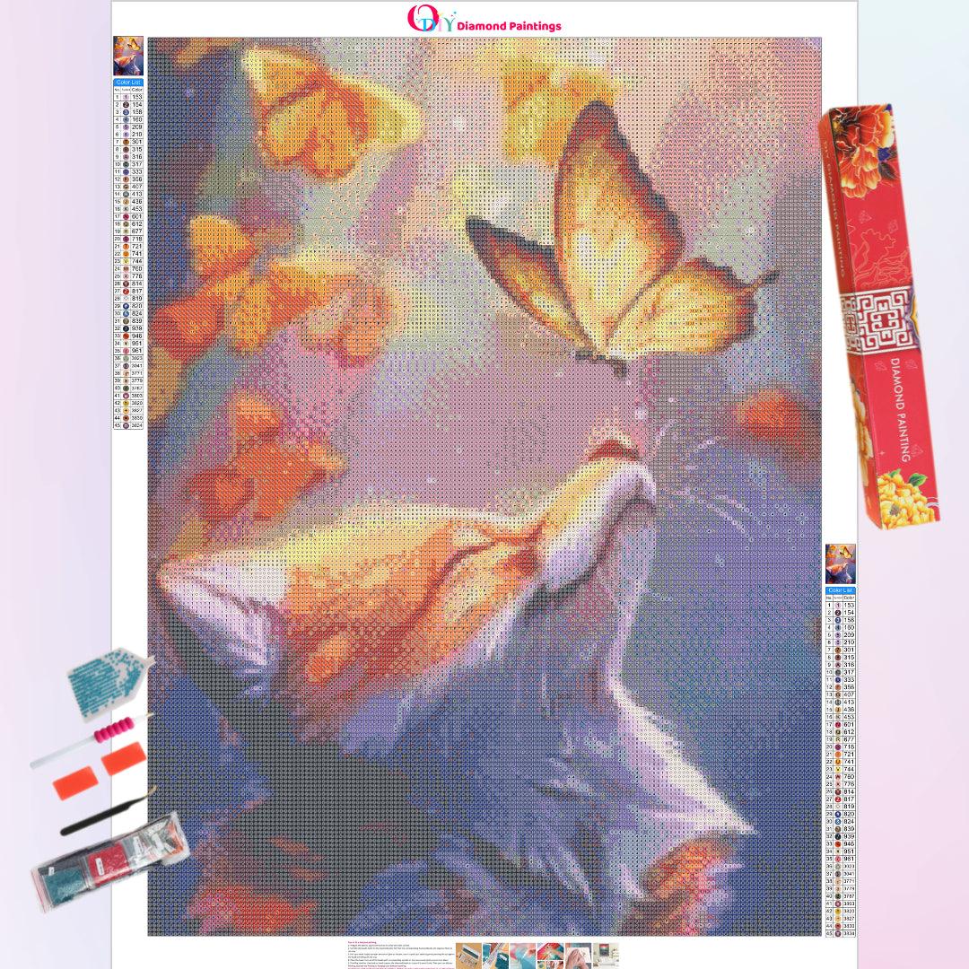 Fox Smelling Butterfly Diamond Painting