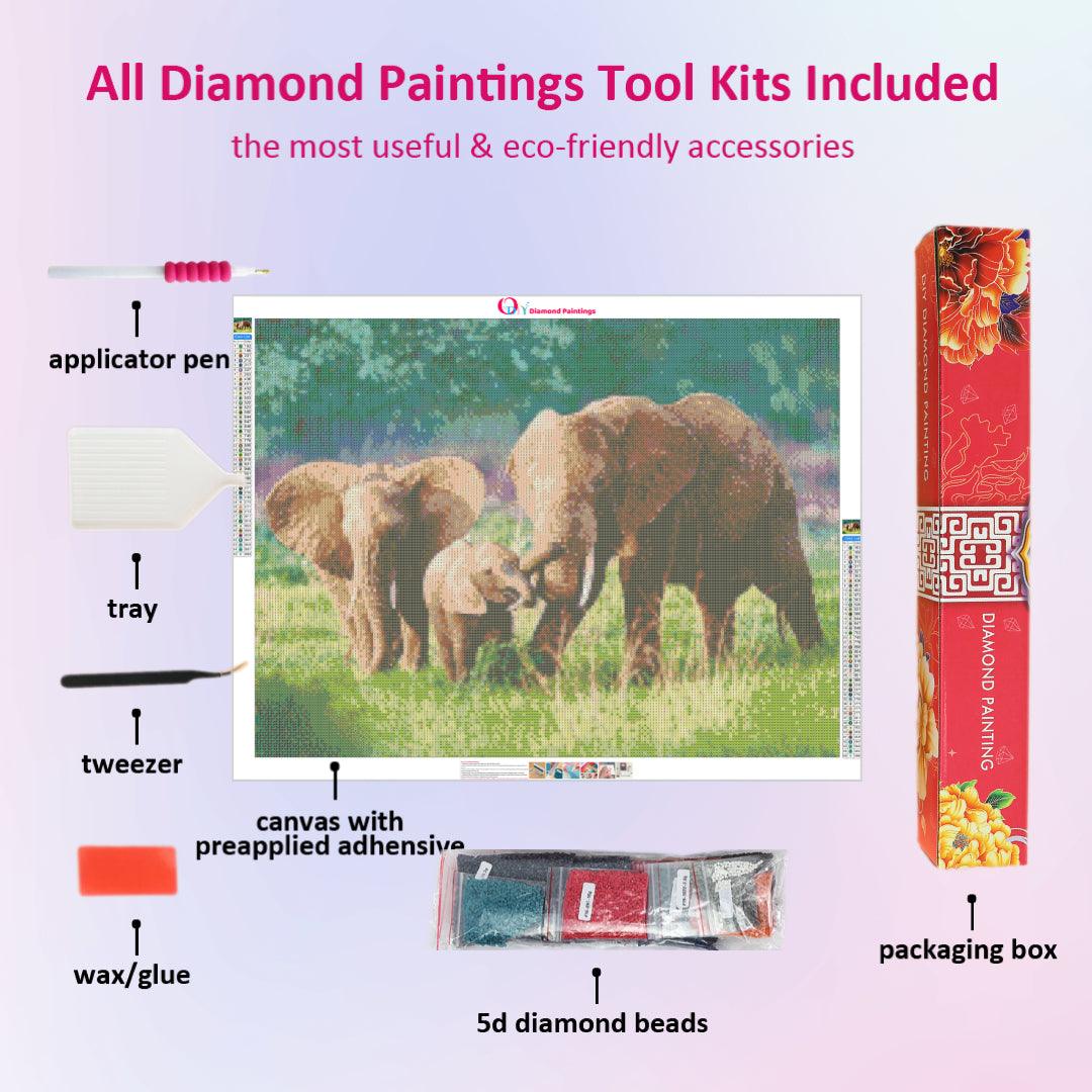 Elephant Parent-child Interaction Diamond Painting