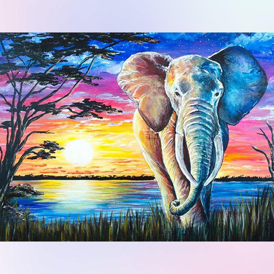 Elephant in the Sunset Diamond Painting