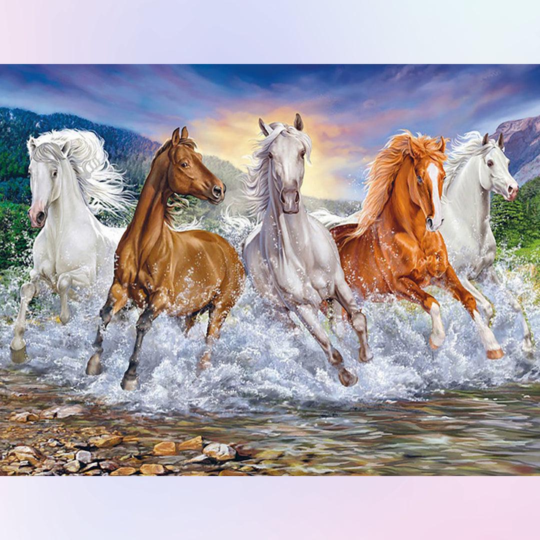 Horses Galloping in the Sunset Diamond Painting