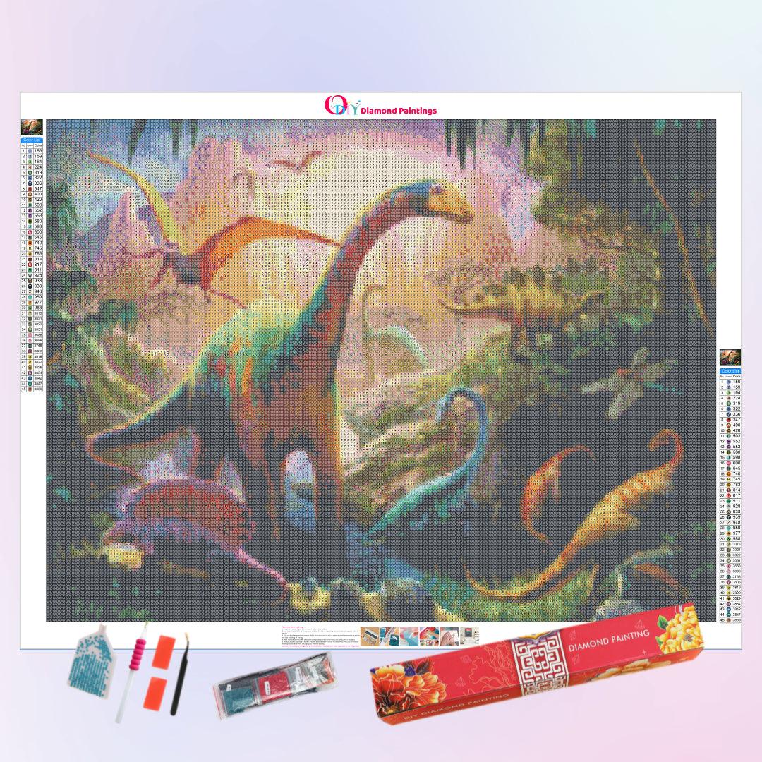 Dinosaur World in the Sunset Diamond Painting