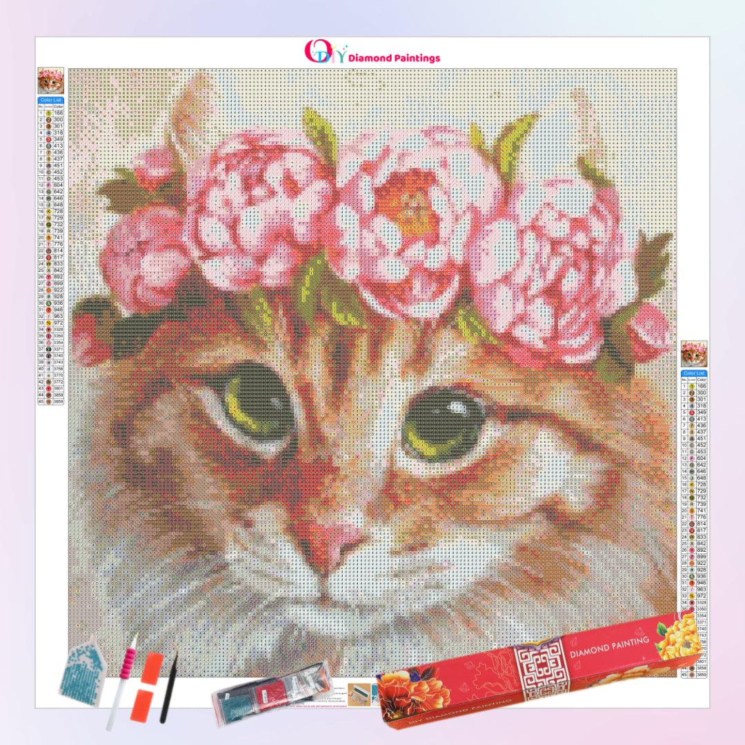 Cat with Flower Crown Diamond Painting