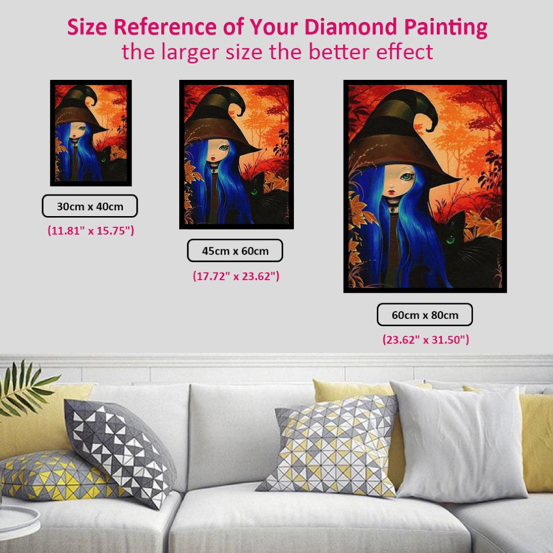 Lovely Witch and Black Cat Diamond Painting