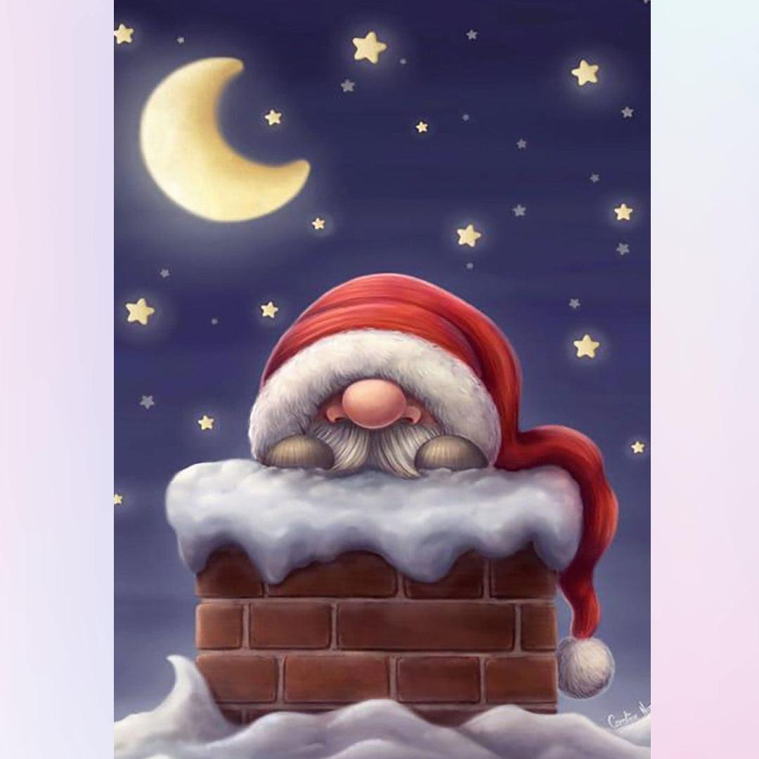 Cute Santa on the Chimney Diamond Painting