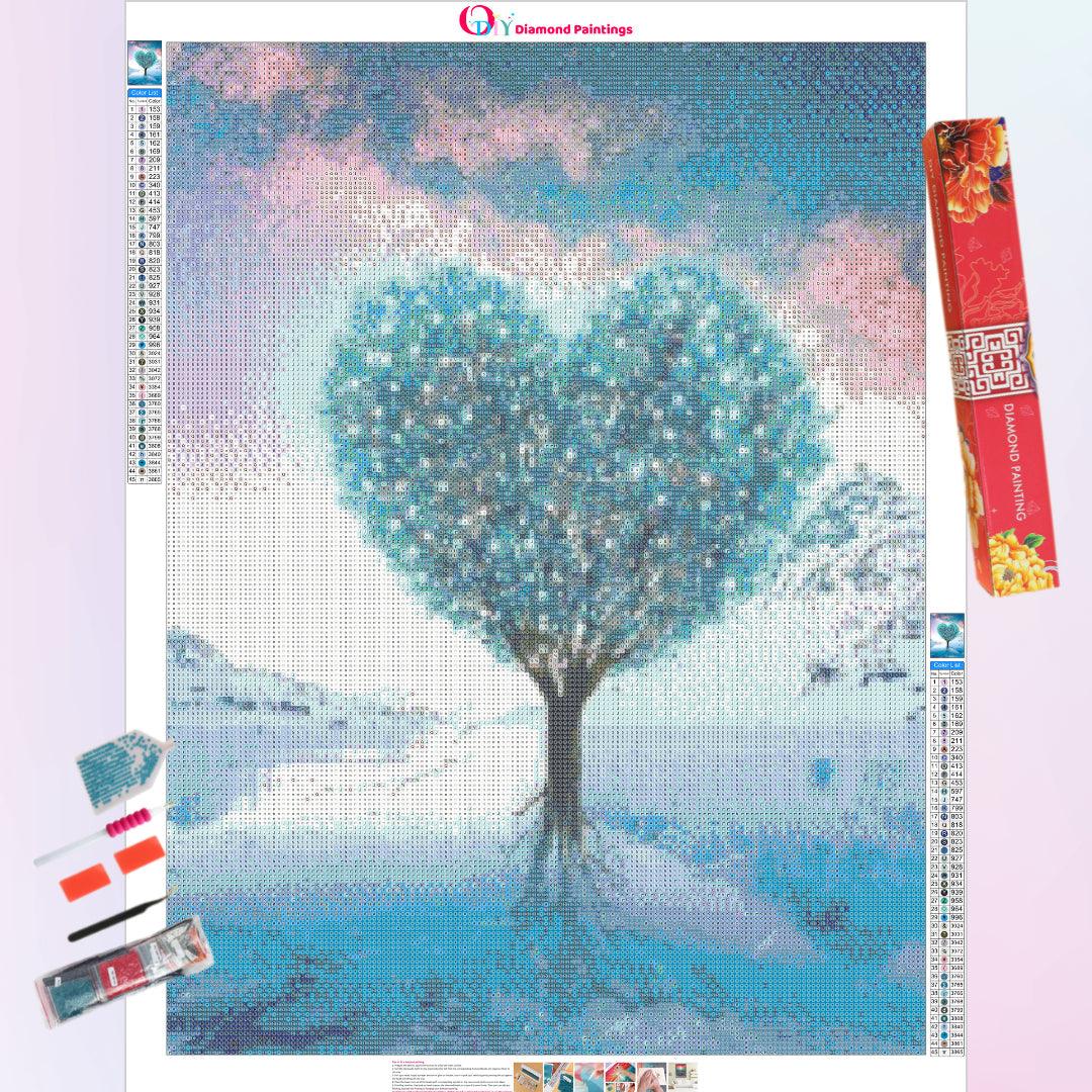 A Shiny Tree in Heart Shape Diamond Painting