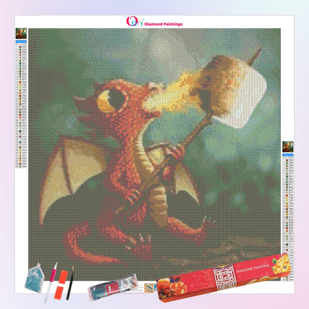 Little Dragon Spitting Fire for BBQ Diamond Painting