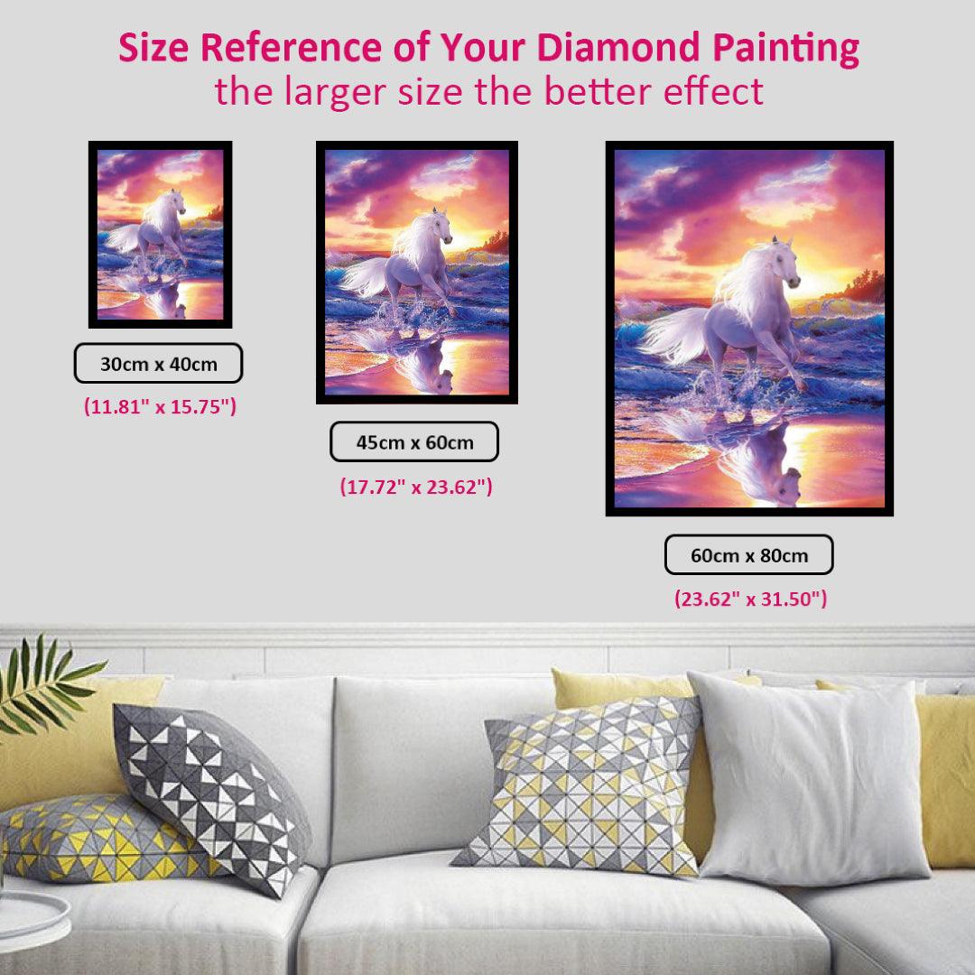 White Horse in the Seaside Sunset Diamond Painting