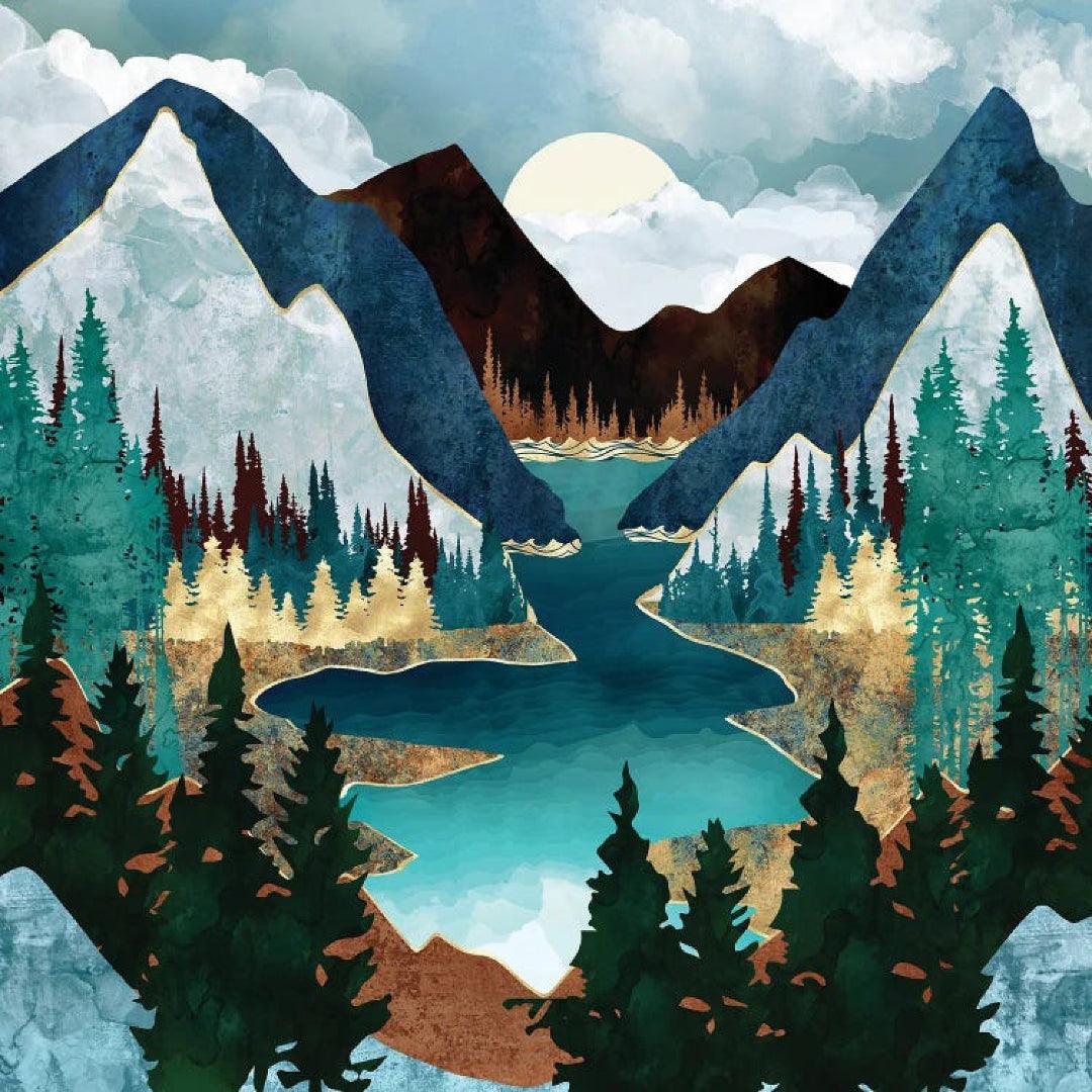 Green Mountains and Rivers Diamond Painting