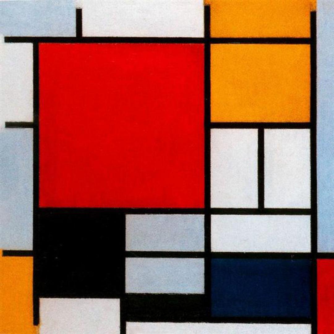 Mondrian Composition with Large Red Plane Yellow Black Gray and Blue 1921 Diamond Painting