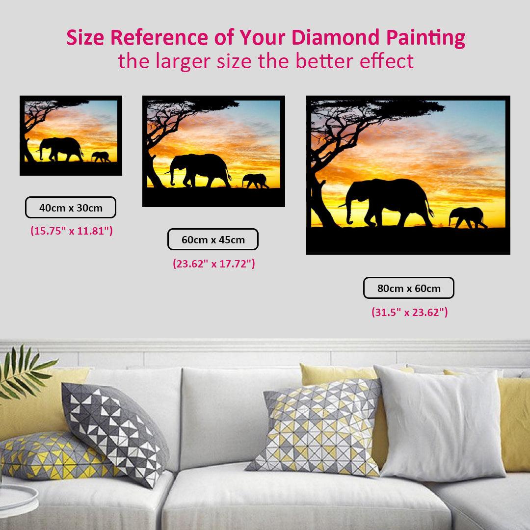 Elephant Homecoming at Sunset Diamond Painting