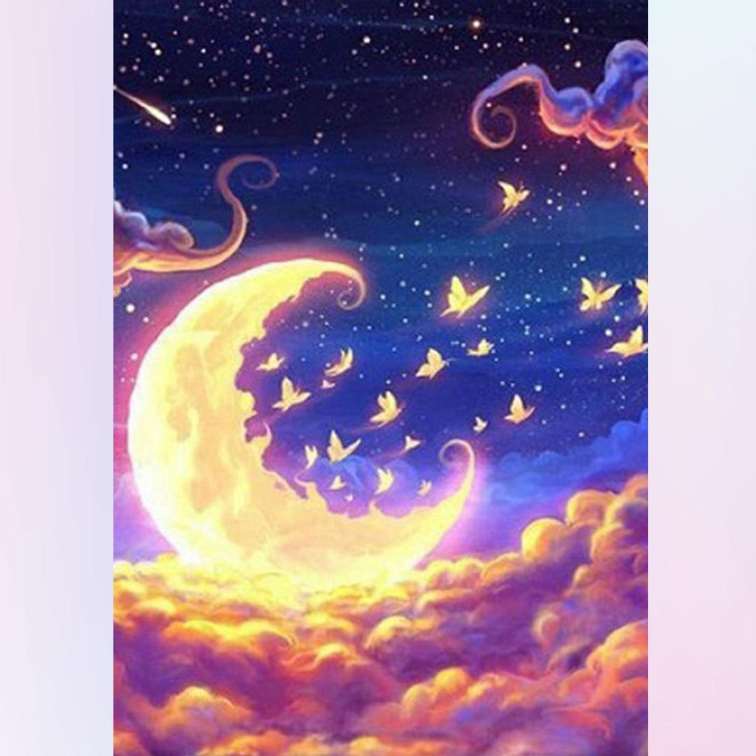 The Butterfly Moon Above the Clouds Diamond Painting