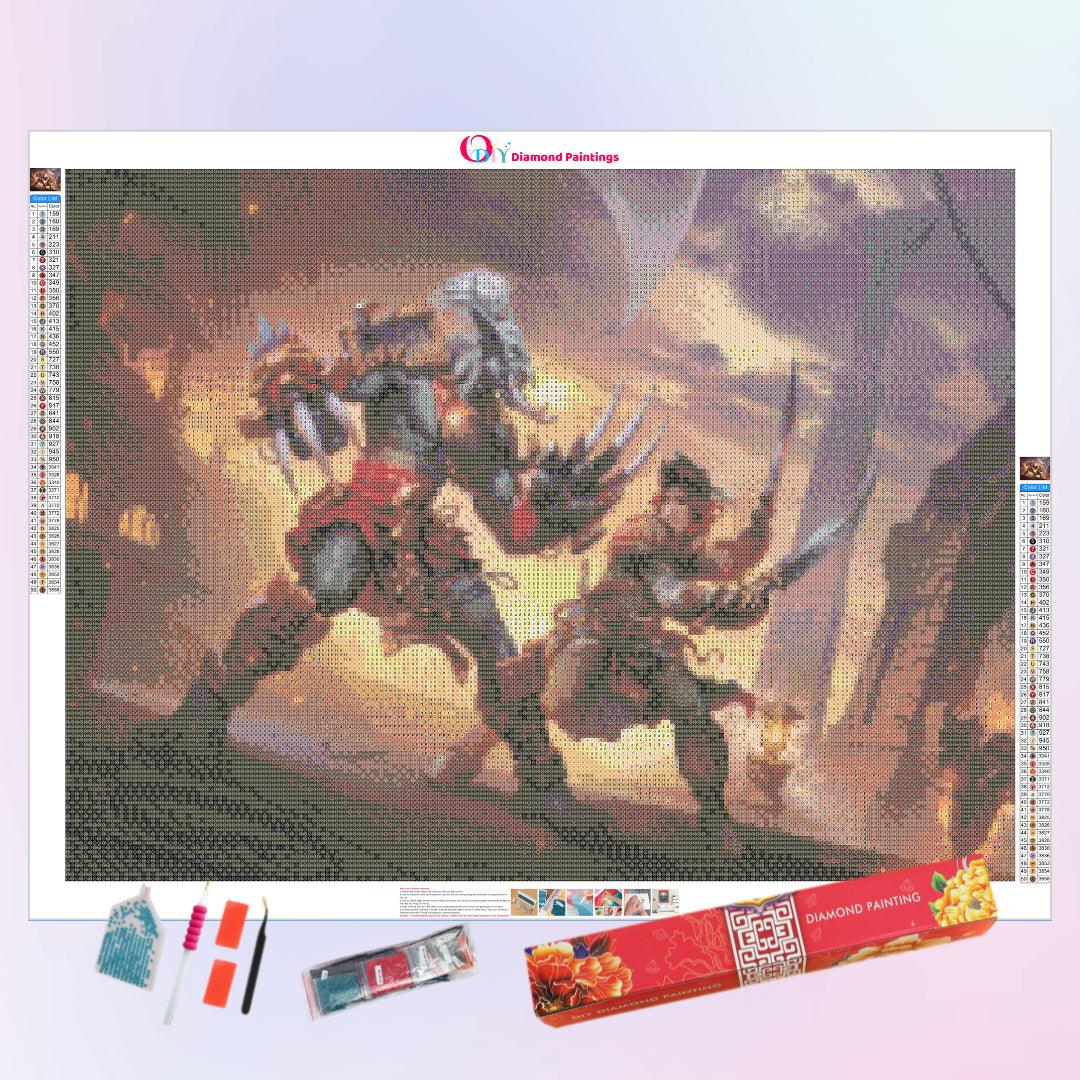 Heavily Armored Orc vs Woman Pirate Warrior Diamond Painting
