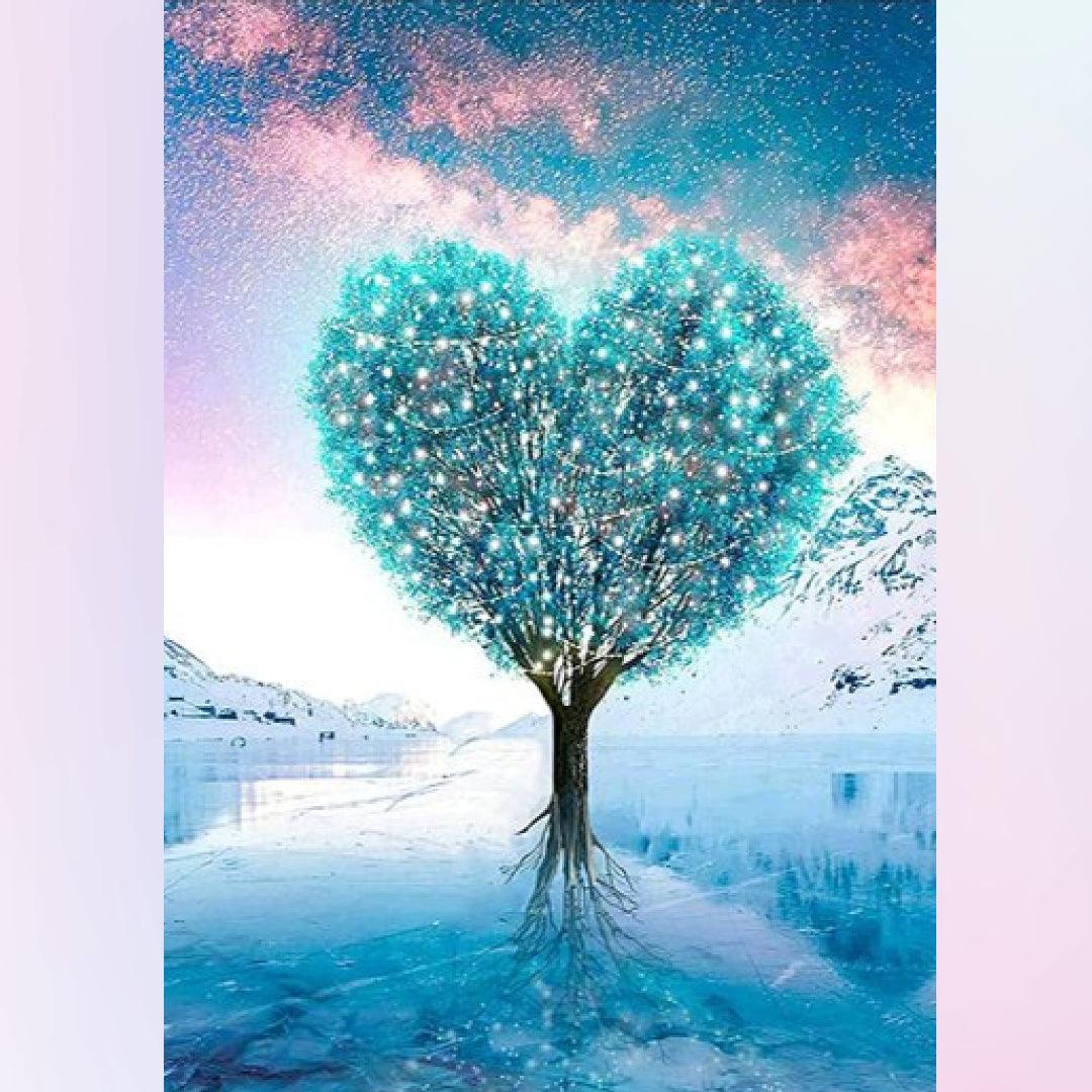A Shiny Tree in Heart Shape Diamond Painting