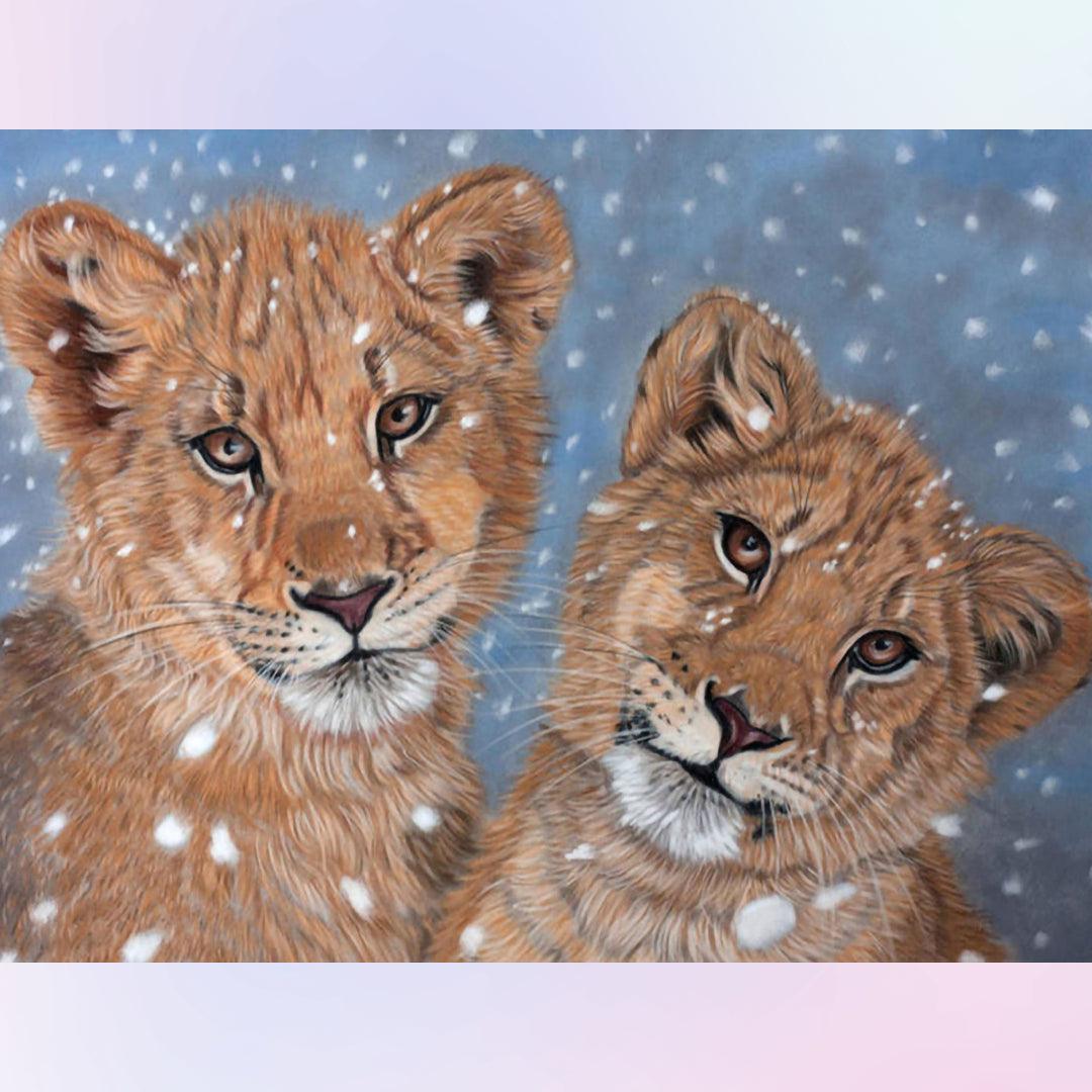 Lion Brothers in the Snow Diamond Painting