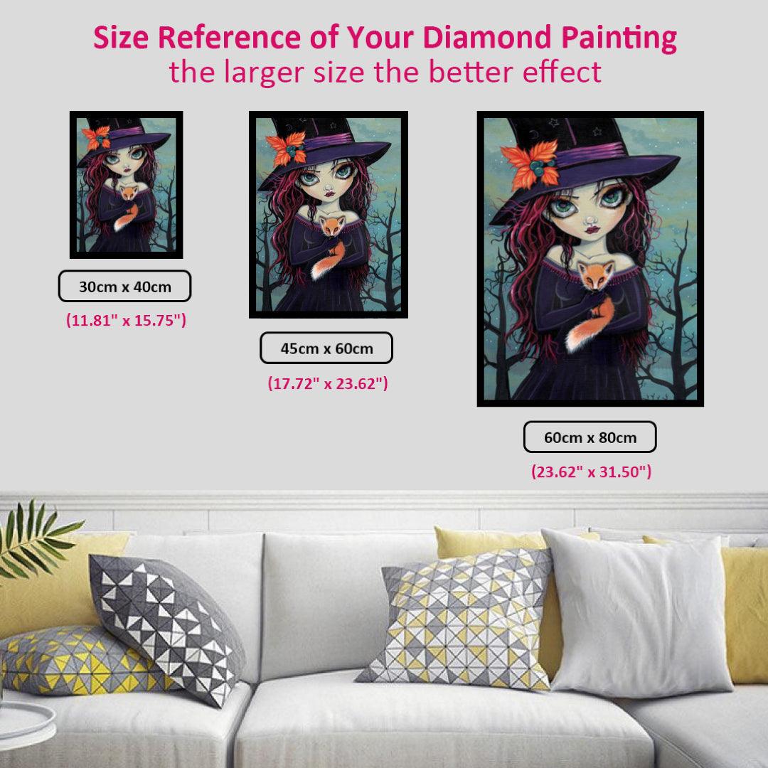 Lovely Witch and Fox Diamond Painting